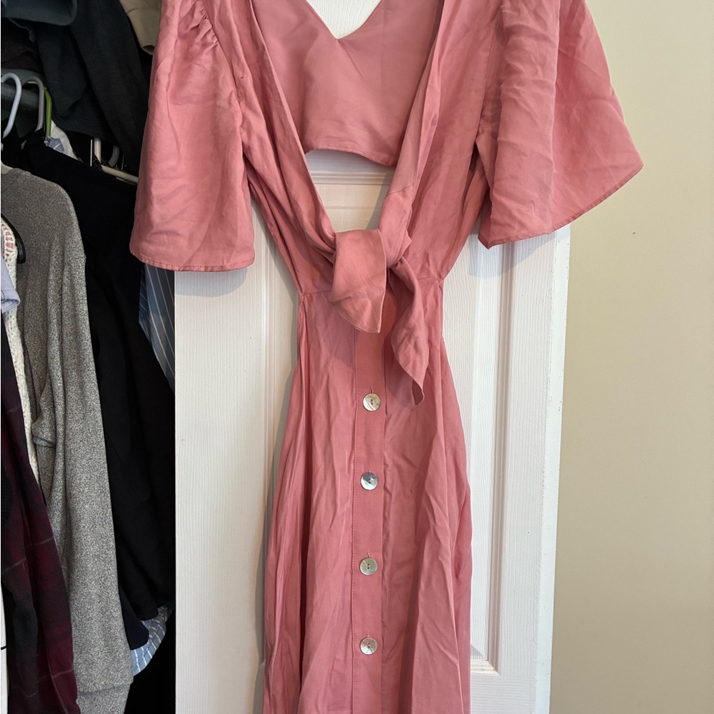 Zara Pink Tie-Front Midi Dress